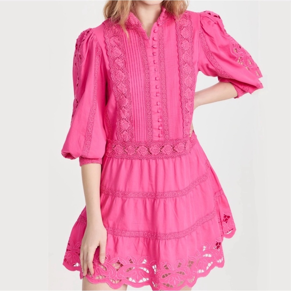 Alice + Olivia Clark embroidered tiered Dress